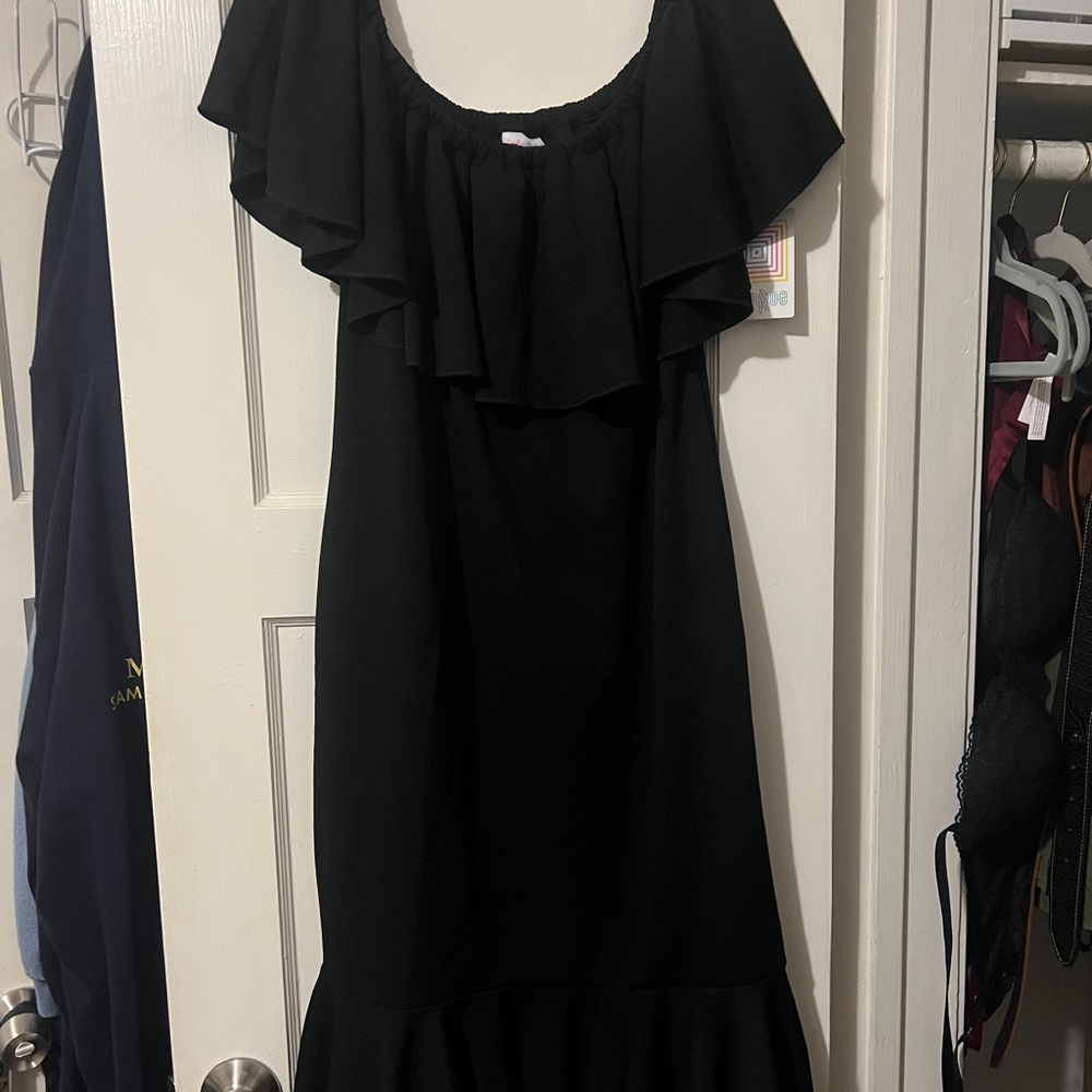LuLaRoe Black Ruffle Midi Dress